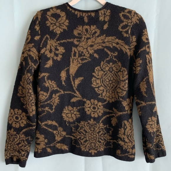 Peruvian Connection Alpaca Floral Zip-Up Lined Cardigan Jacket Sz S - Picture 5 of 10